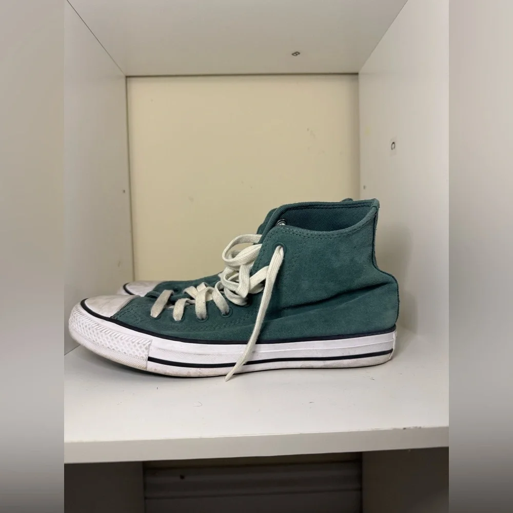 Converse All Star Chuck Taylor High Top women’s size 9.5 men 7.5 green suede - Picture 7 of 11